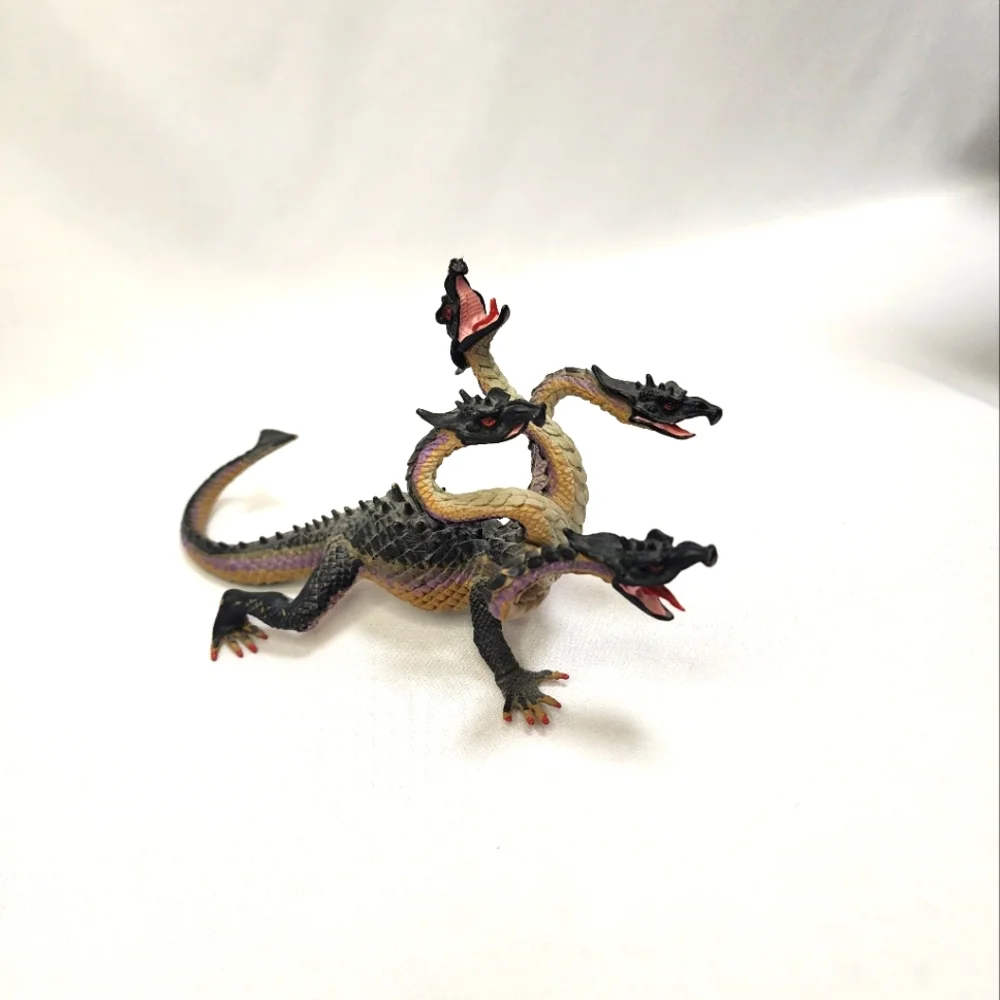 Hydra Multi-Headed Dragon Figurine Black and Tan
